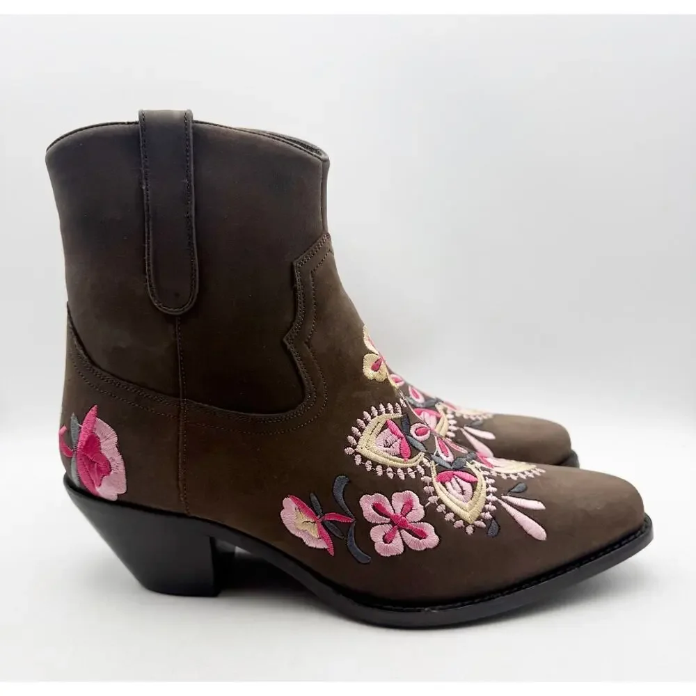 Diba True Women Cains Ville Western Bootie Size 11 M Brown Pink Leather NWOB